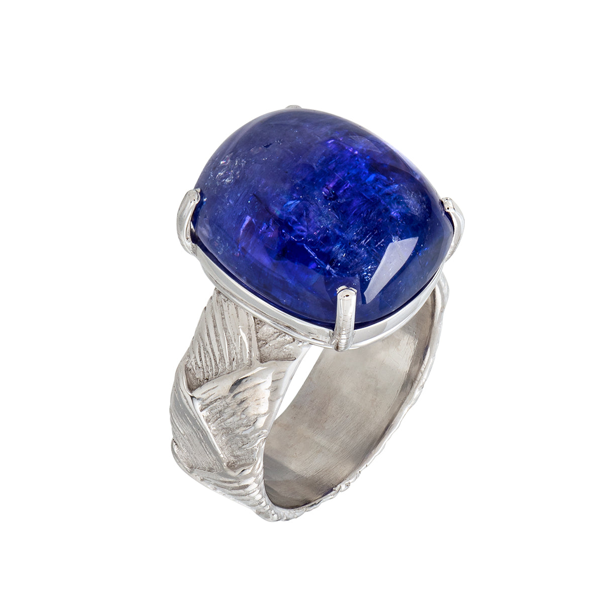 Tanzanite Cabochon on Woven Textured Band
