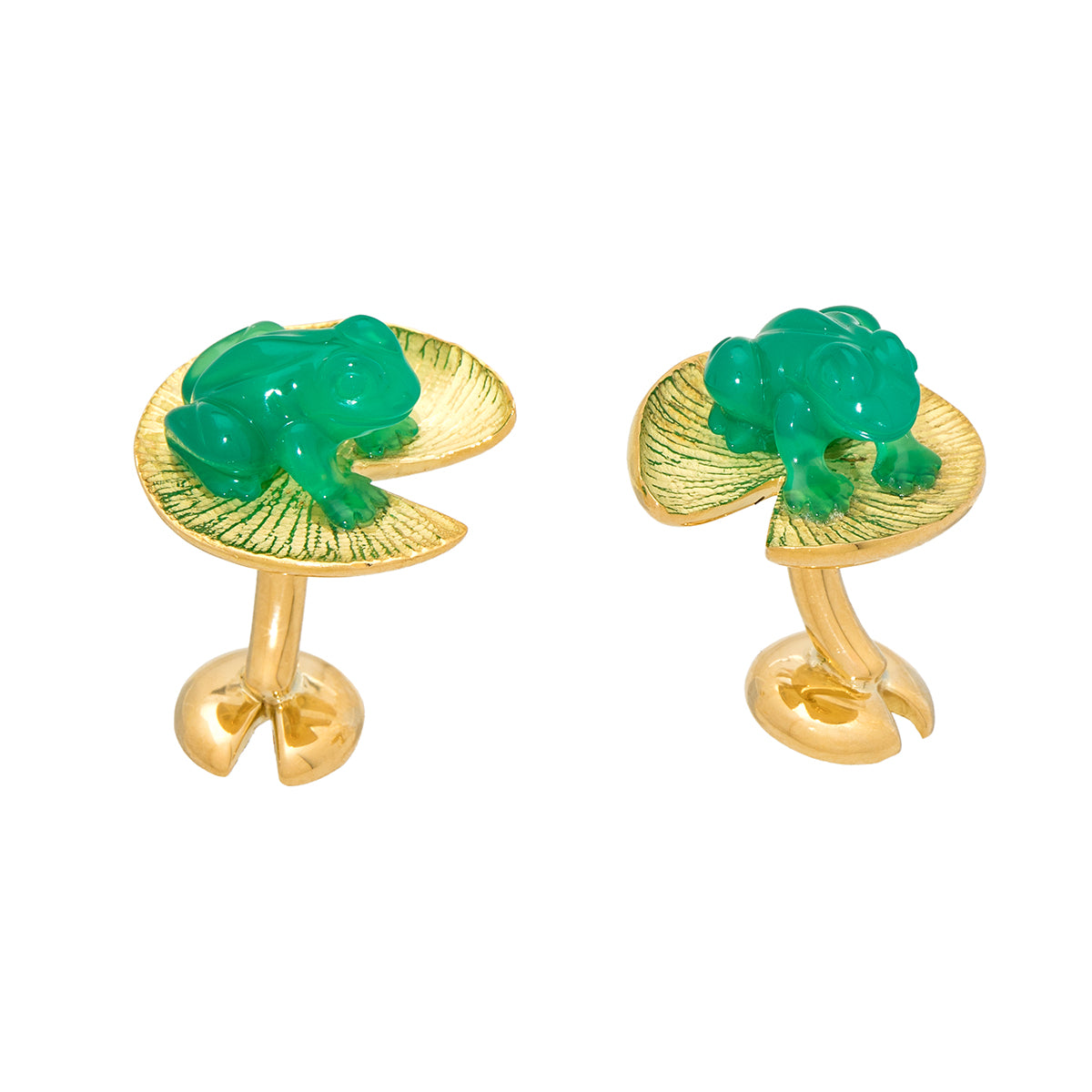 Green Agate Frog Cufflinks