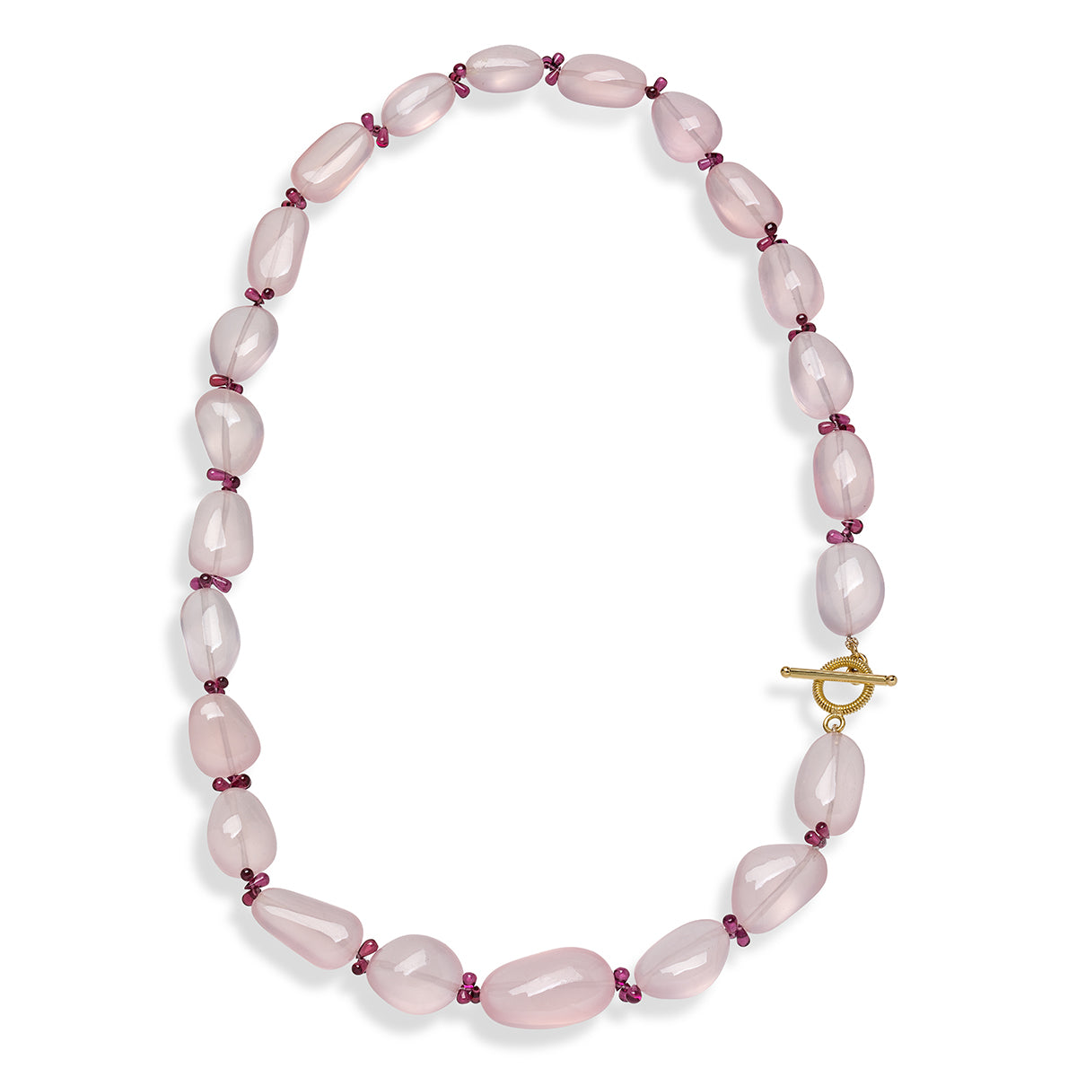 Collier en Quartz Rose et Rhodolite