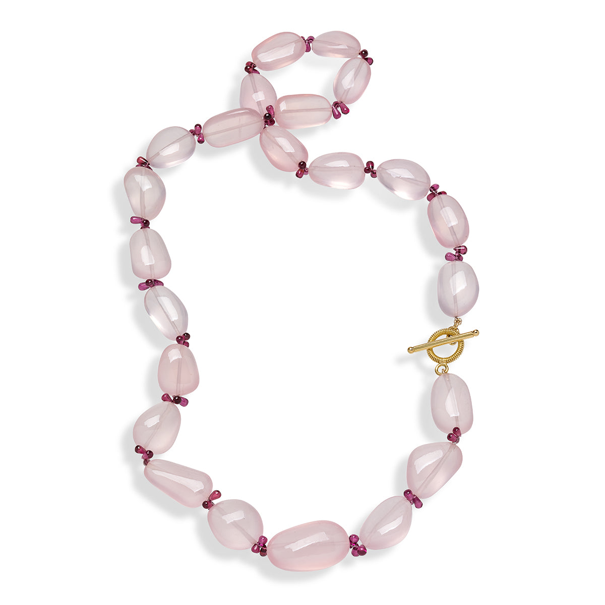 Collier en Quartz Rose et Rhodolite