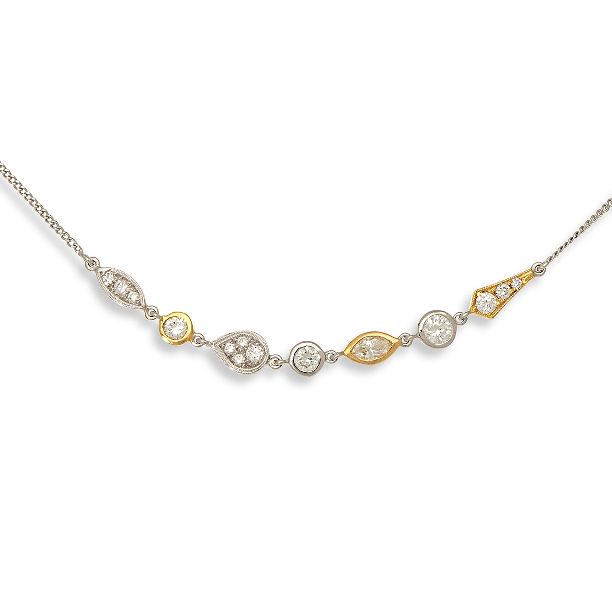 Diamonds in Mixed Settings on Chain Necklace
