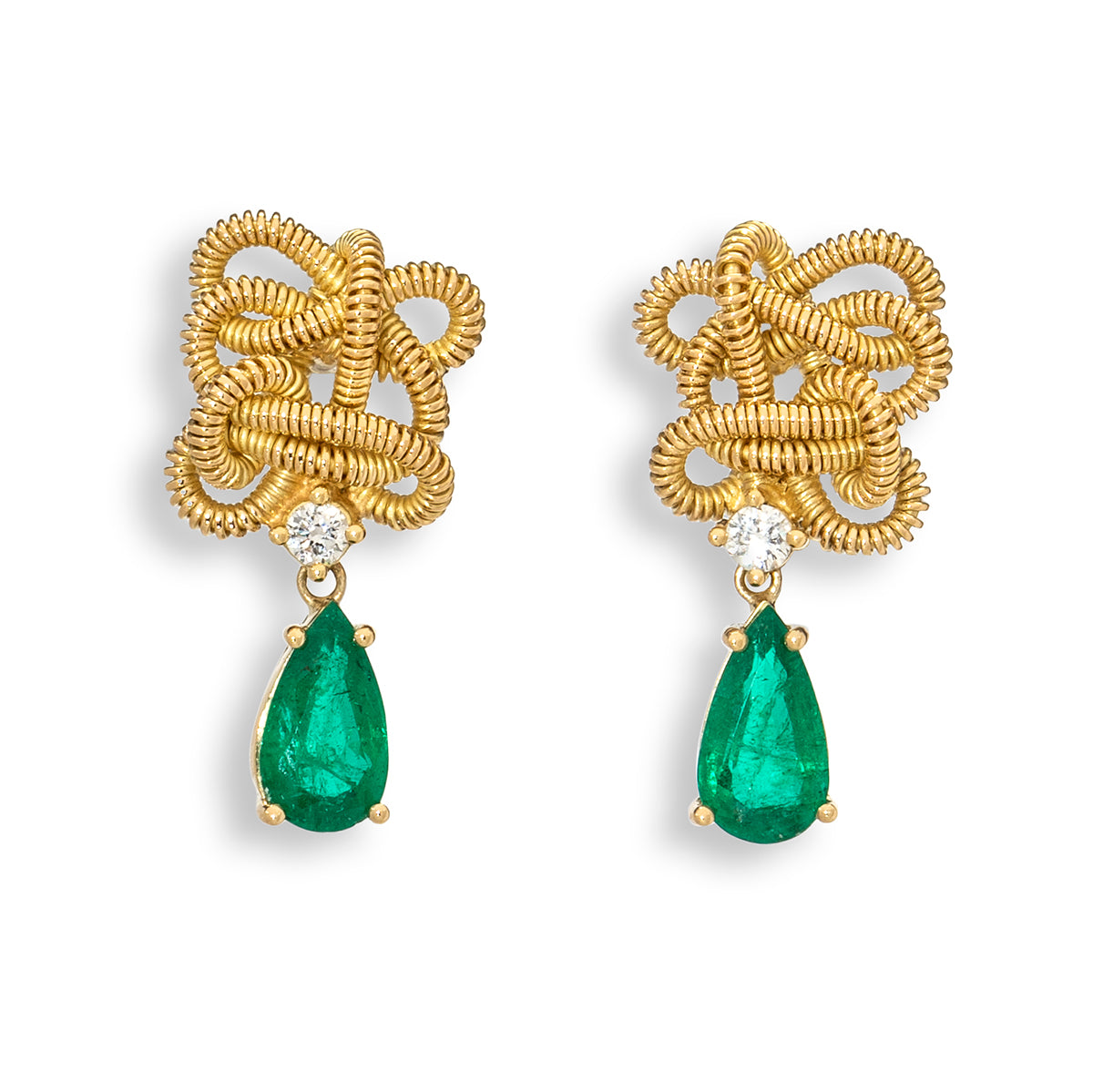 Emerald Drop Coil Earrings