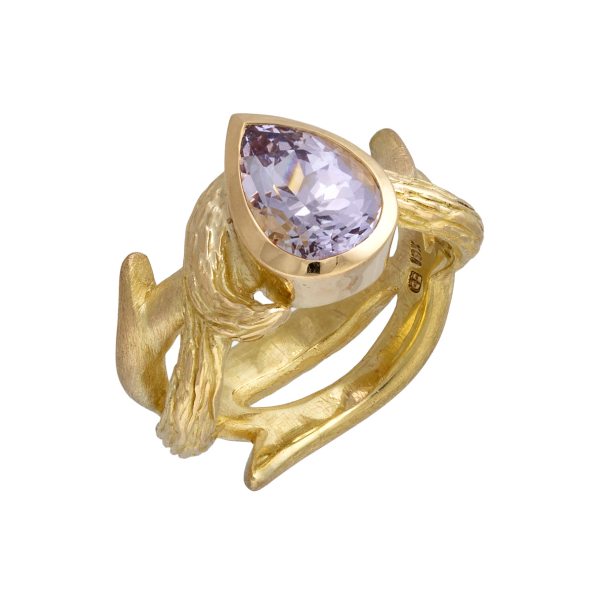 Lavender Spinel on Double Vine Ring