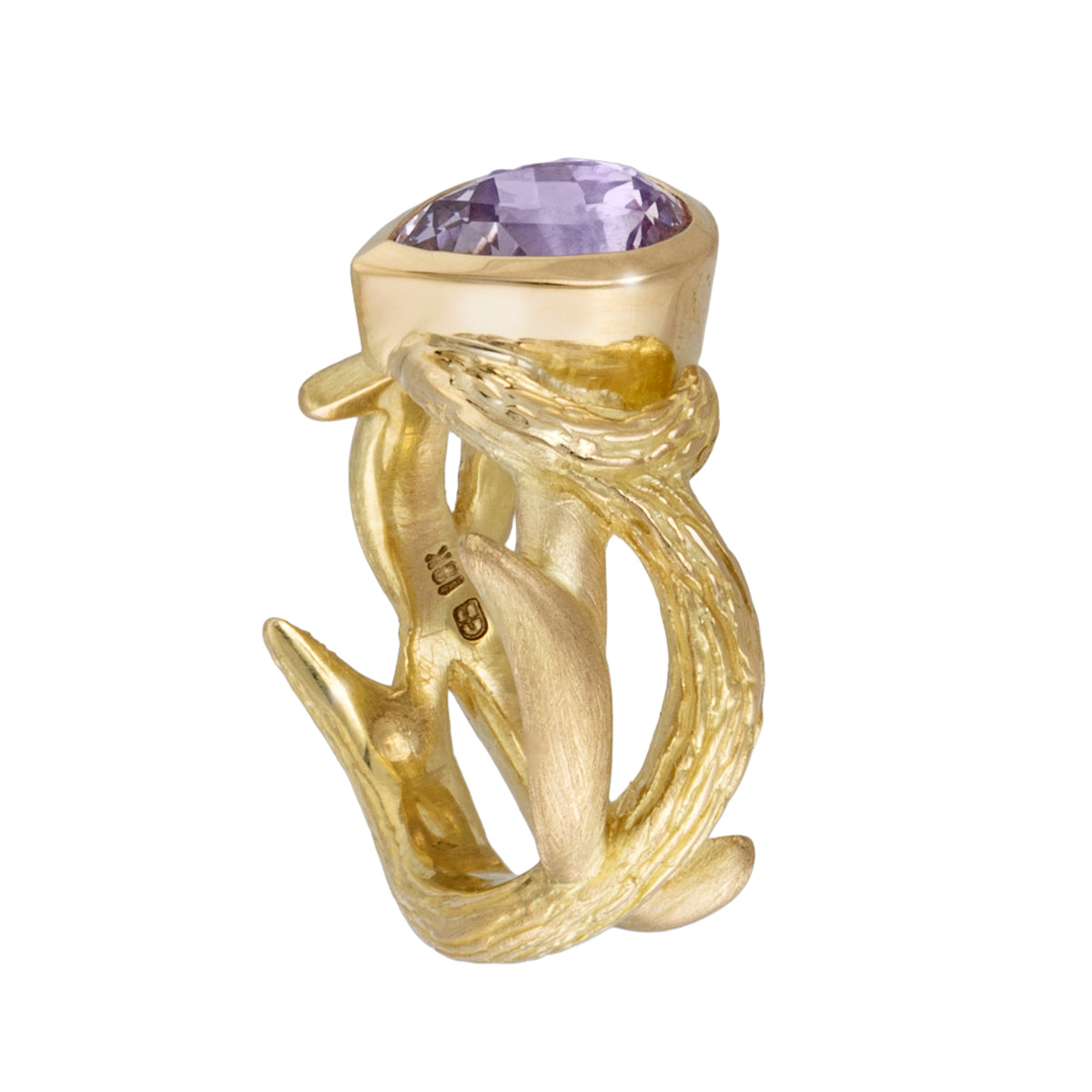 Lavender Spinel on Double Vine Ring