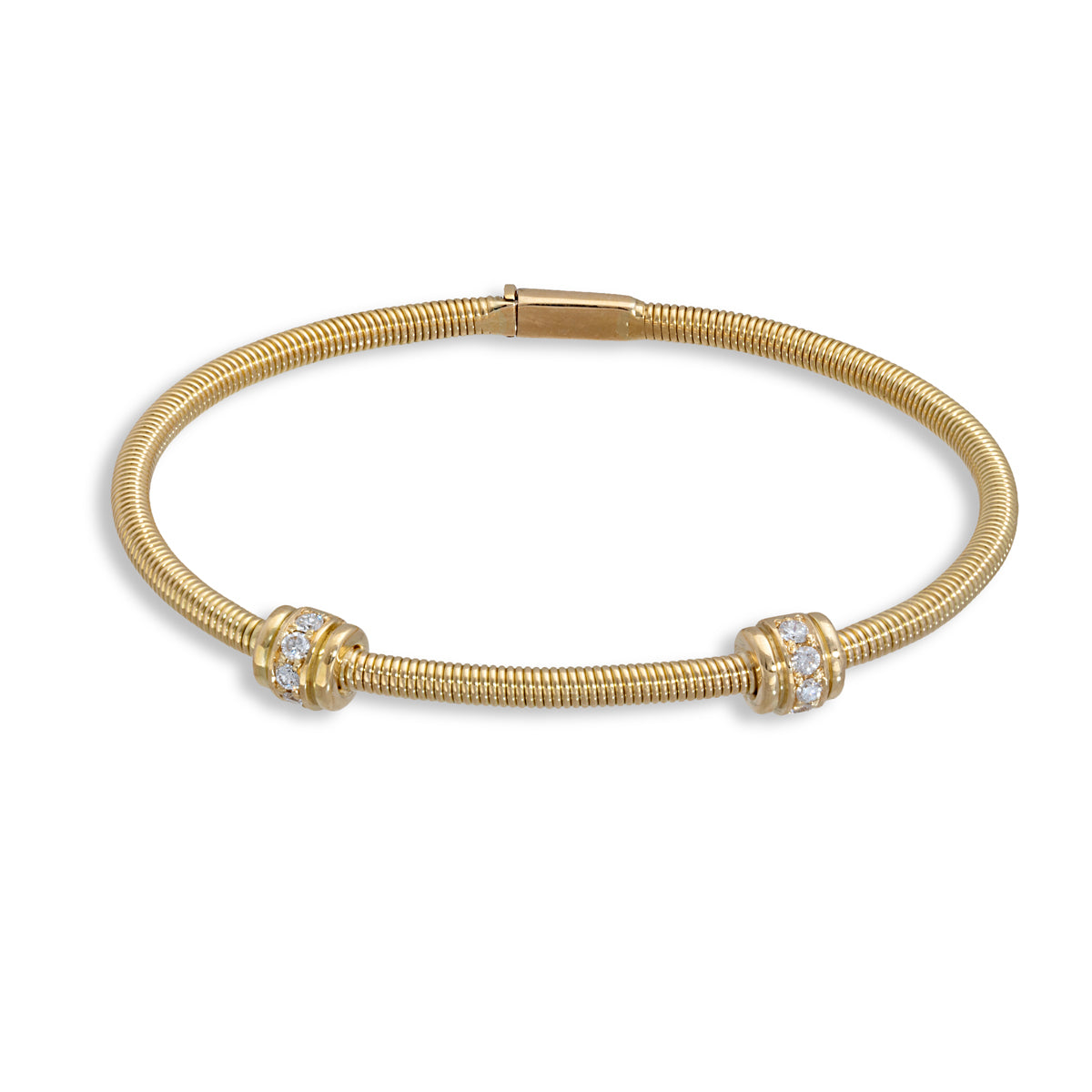 Bracelet oval à spirale serti de diamants