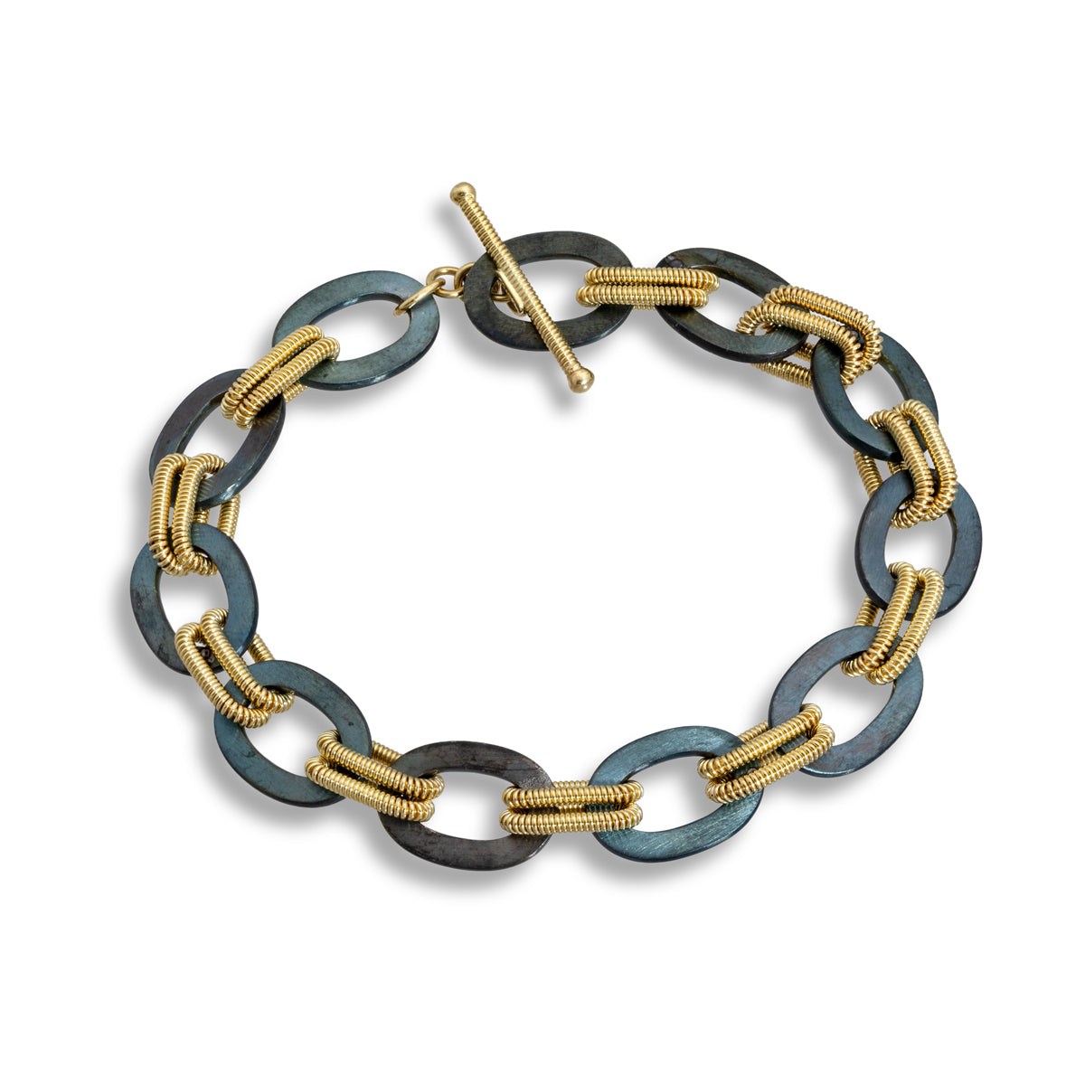 Gold Coil and Iron Link Bracelet