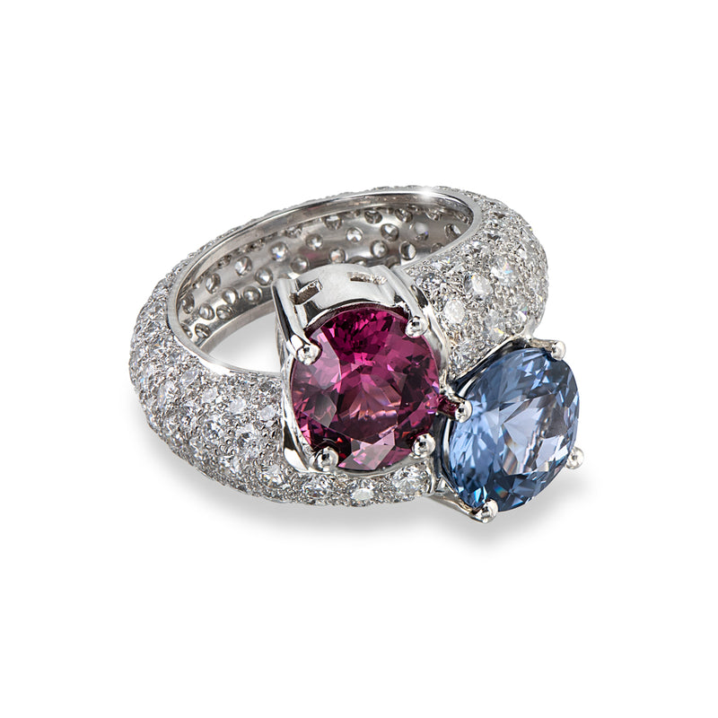 Spinel and Diamond Pave Ring