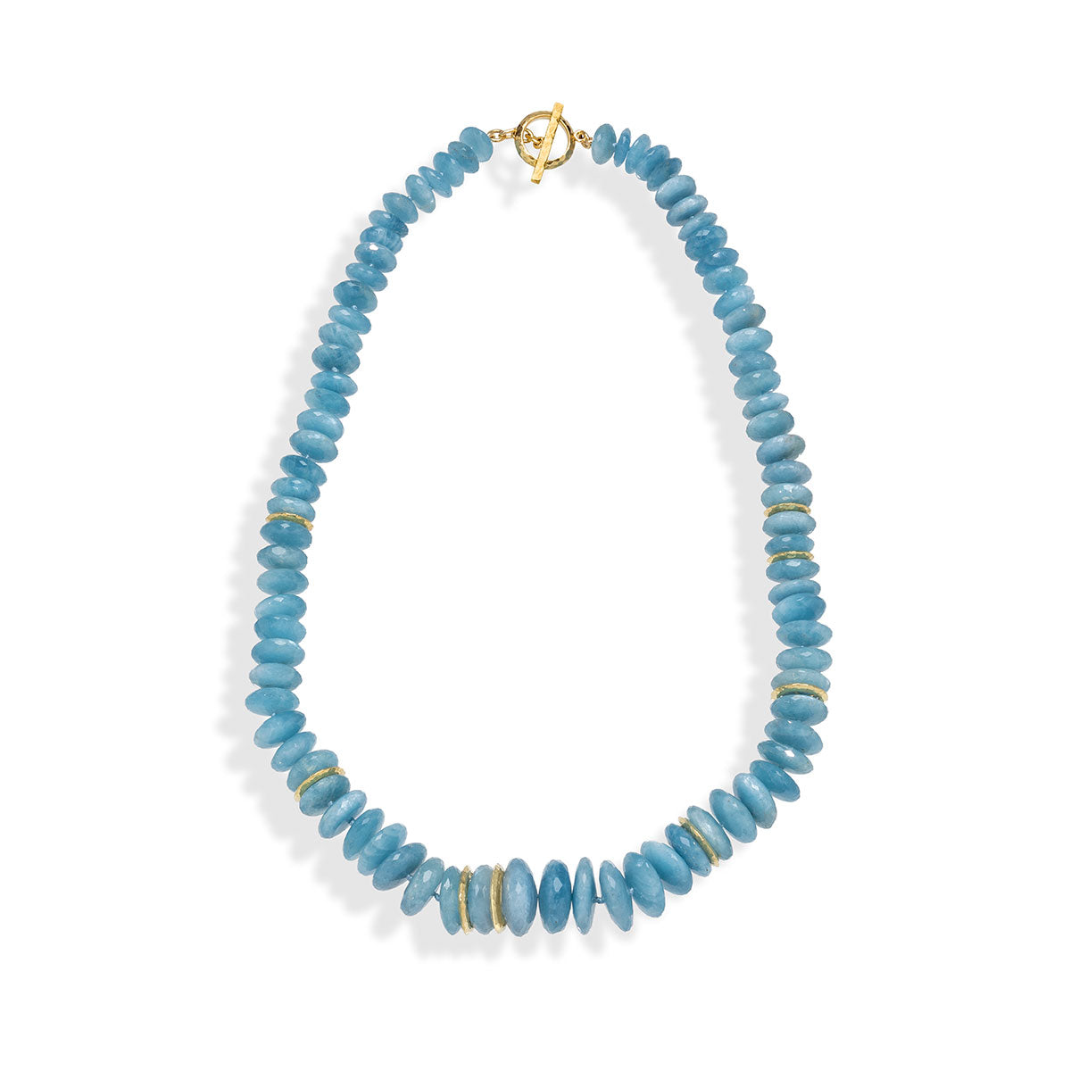 Faceted Aquamarine Rondelle Necklace