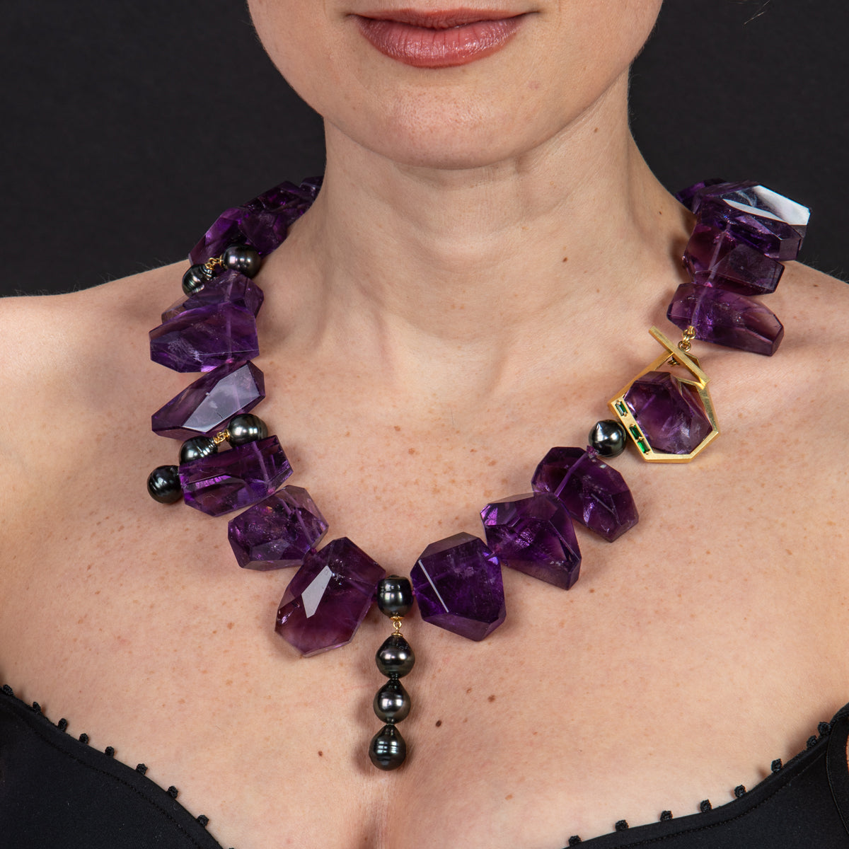 Amethyst and Tahitian Pearl Necklace