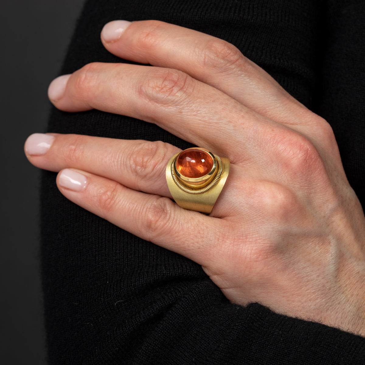 Mandarin Garnet Coil Ring