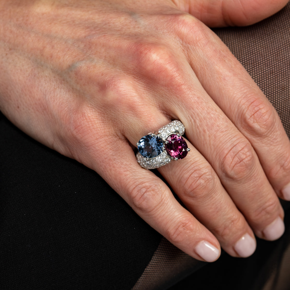 Spinel and Diamond Pave Ring