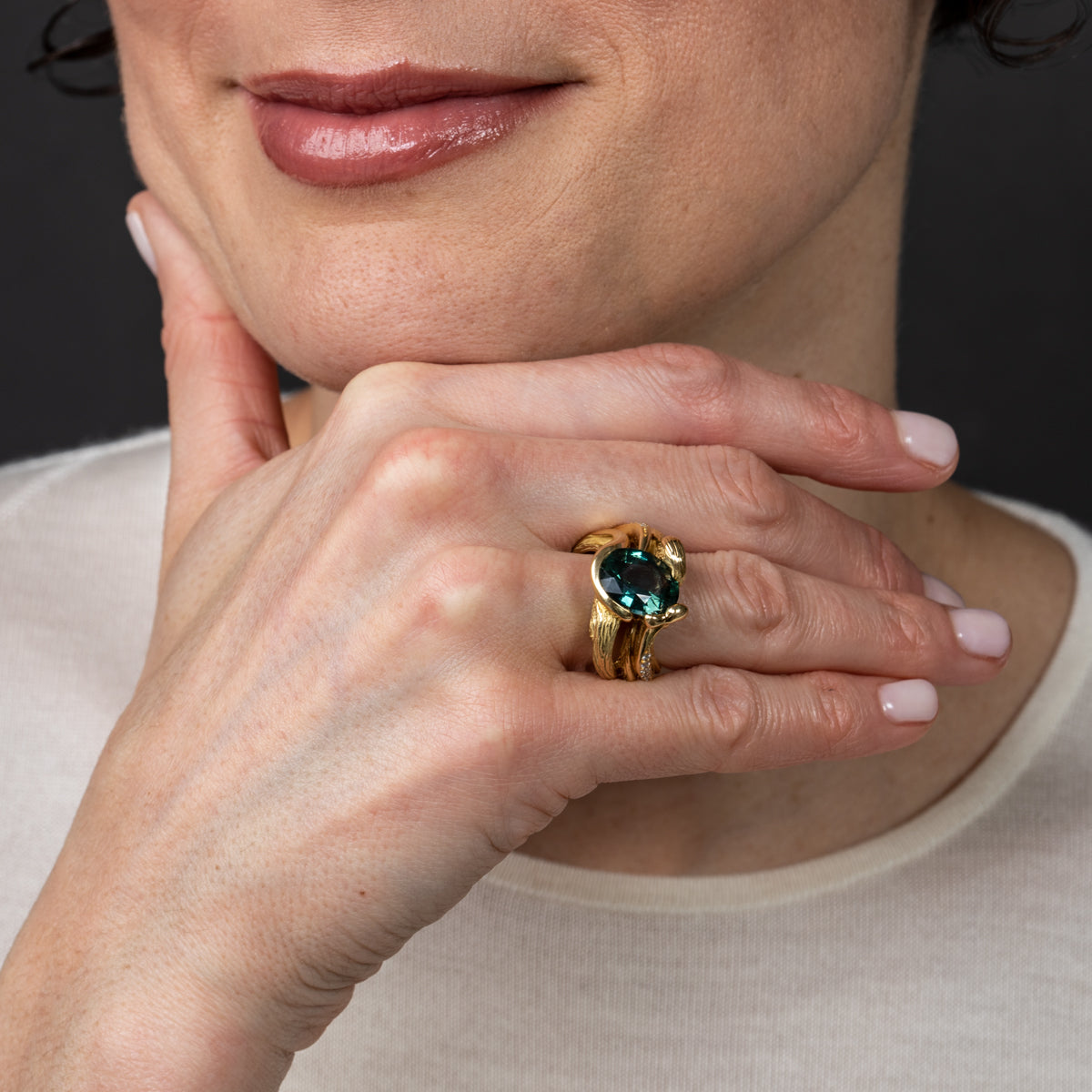 Bague de Vigne Saphir Vert