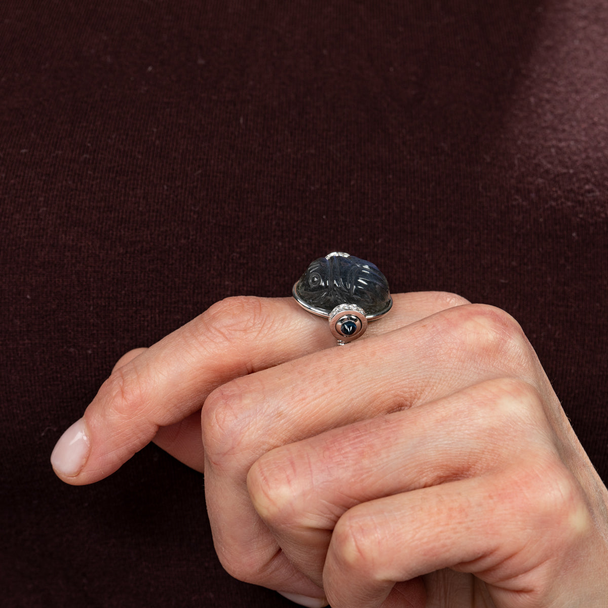 Labradorite Scarab Ring