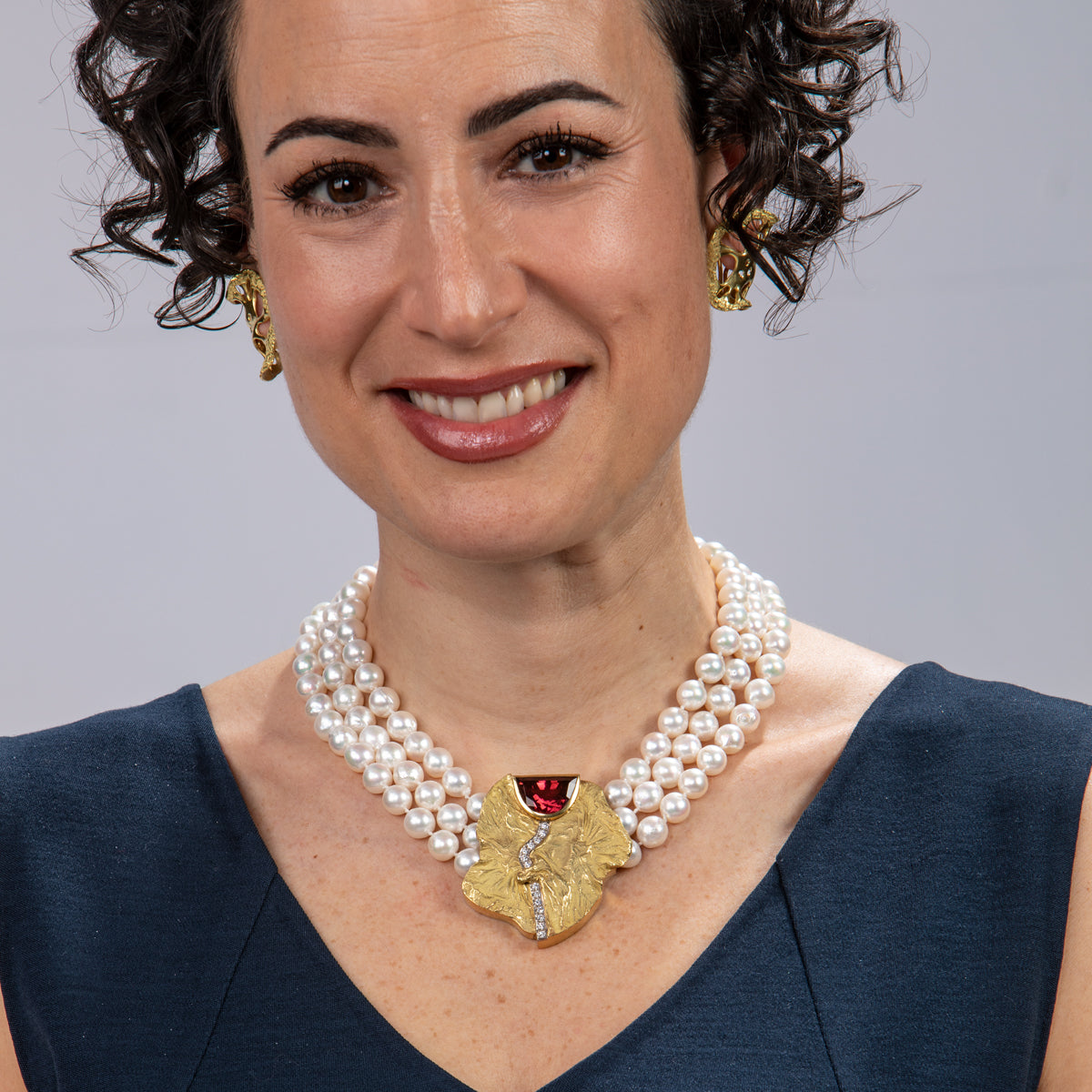 Tourmaline and Pearl Reticulated Necklace