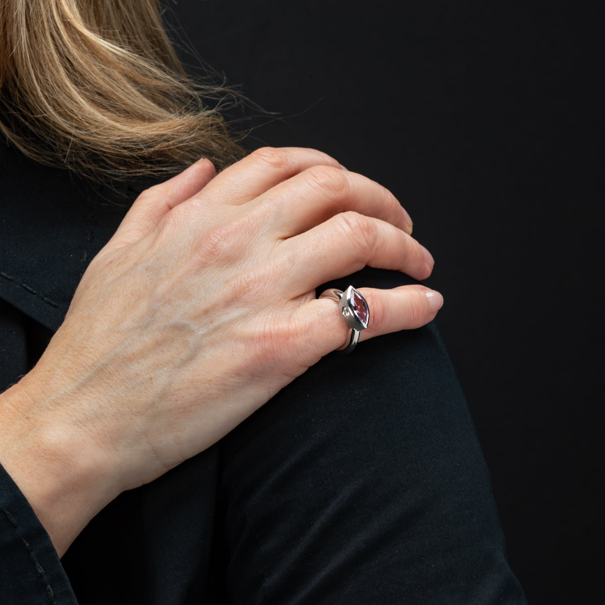 Bague Marquise Saphir Rose