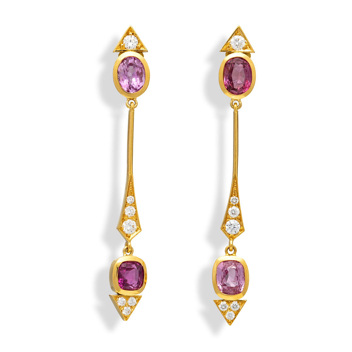 Pink Sapphire and Diamond Earrings
