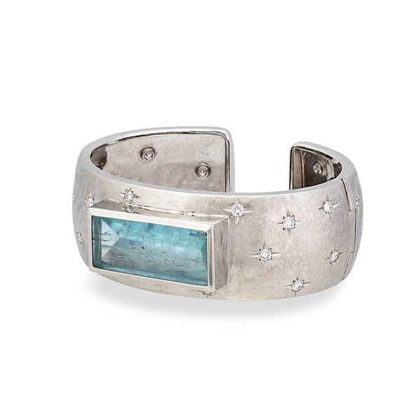 Star Galaxy Aquamarine Cuff Bracelet