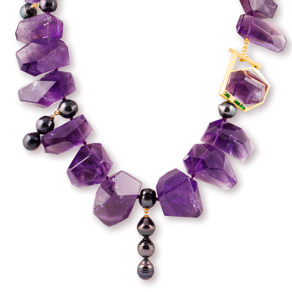 Amethyst and Tahitian Pearl Necklace