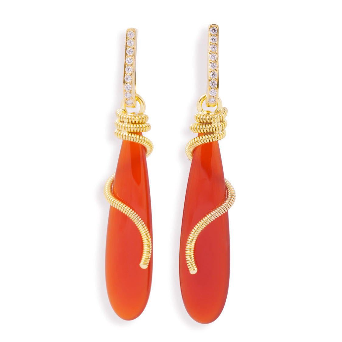 Carnelian and Diamond Coil Earrings