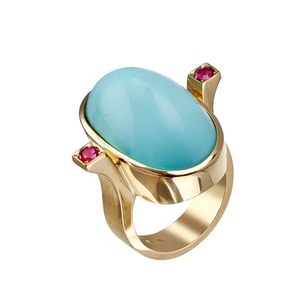 Turquoise and Ruby Ring