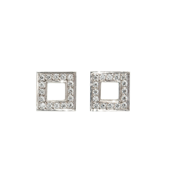 Open Square Diamond Earrings