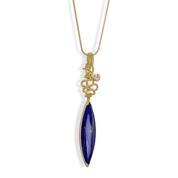 Coil Lapis Lazuli and Diamond Pendant