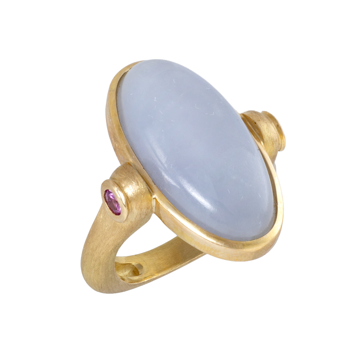 Lavender Jadeite and Pink Sapphire Ring