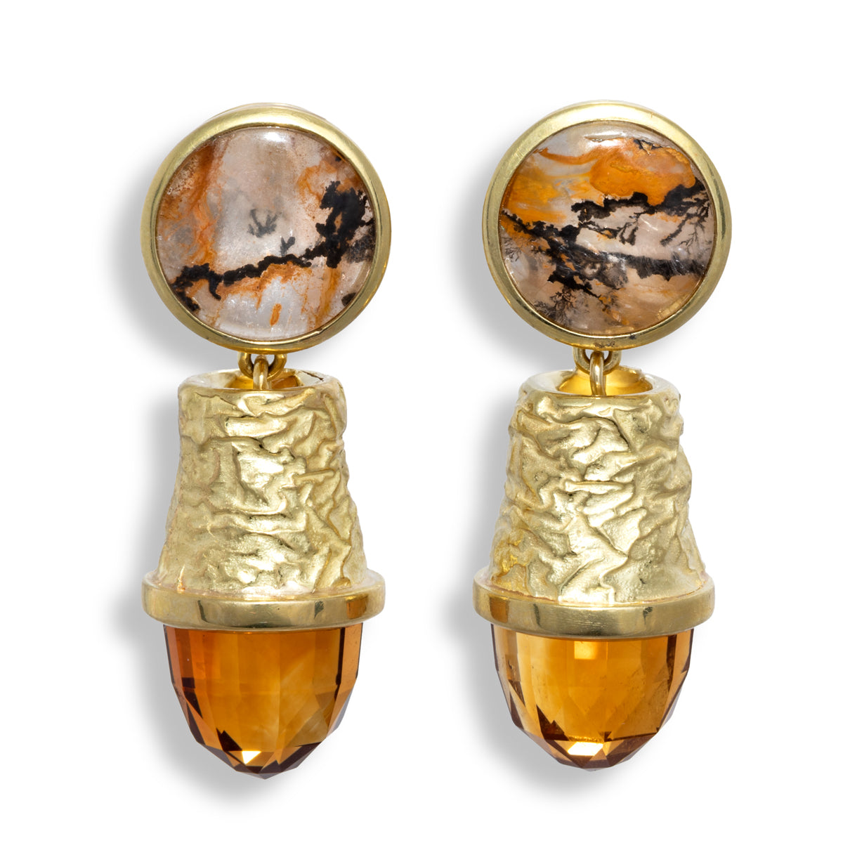 Citrine and Quartz with Dendrite Earrings