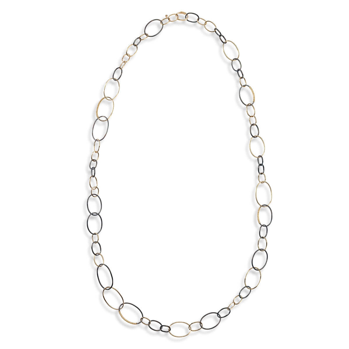 Gold and Iron Oval Link Chain Necklace