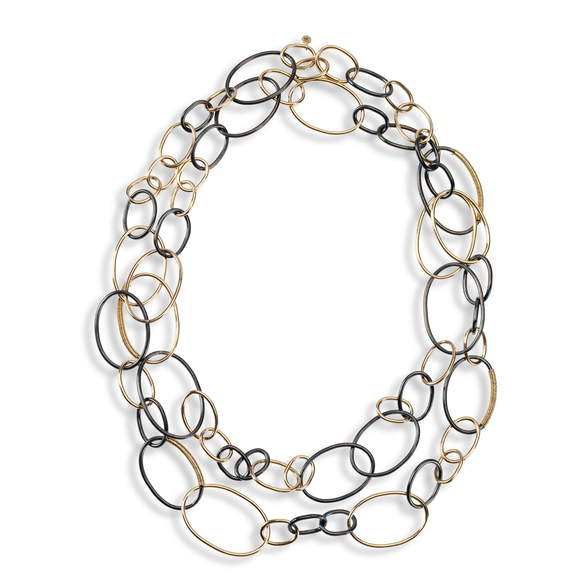 Gold and Iron Oval Link Chain Necklace