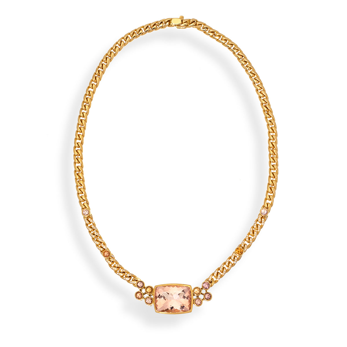 Morganite, Zircon And Diamond Necklace