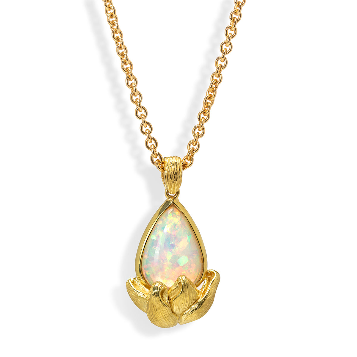 Opal Lotus Flower Pendant