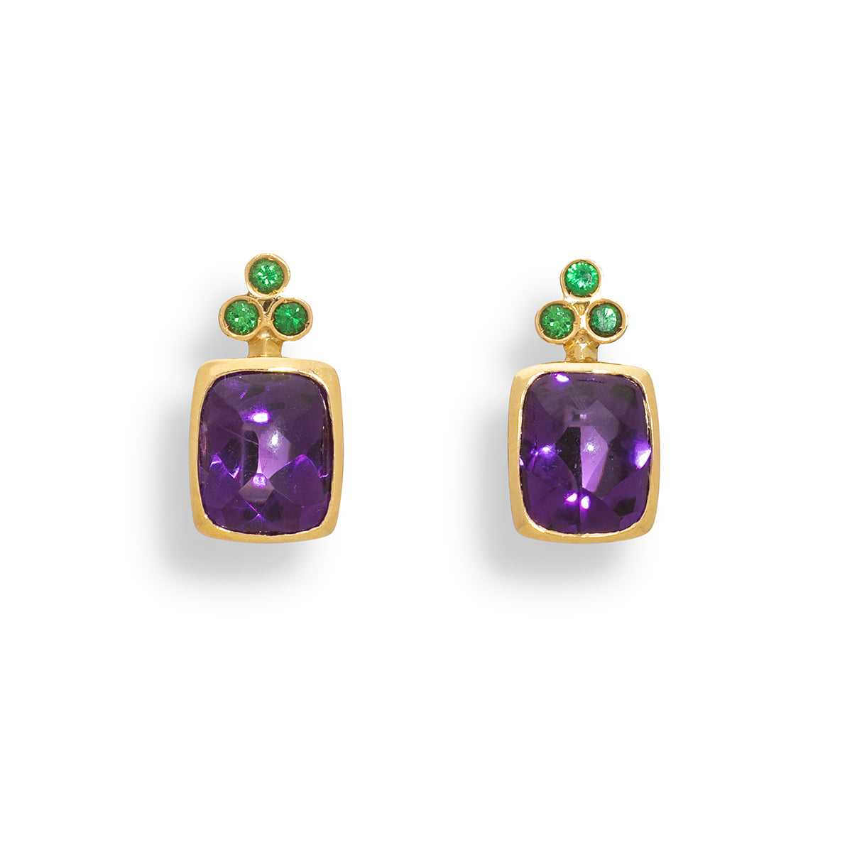 Boucles d'oreilles améthyste et tsavorite