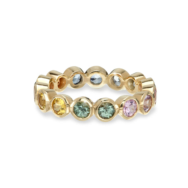 Rainbow Sapphire Large Bezel Eternity Ring