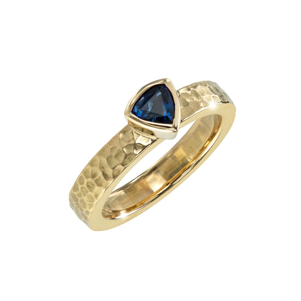 Sapphire on Hammered Ring