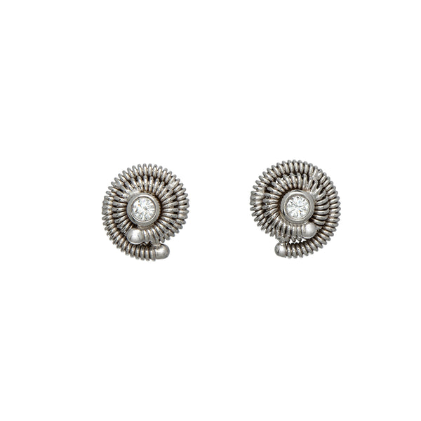 Double Coil Snail and Diamond Earrings