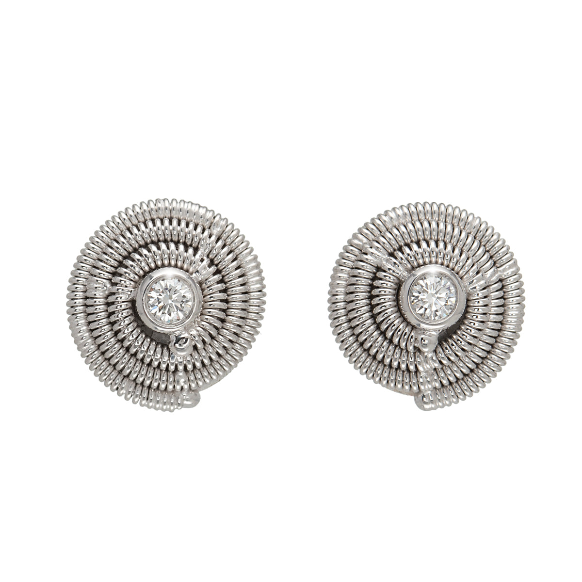 Boucles d’oreilles Escargots en Triple Serpentine et Diamants