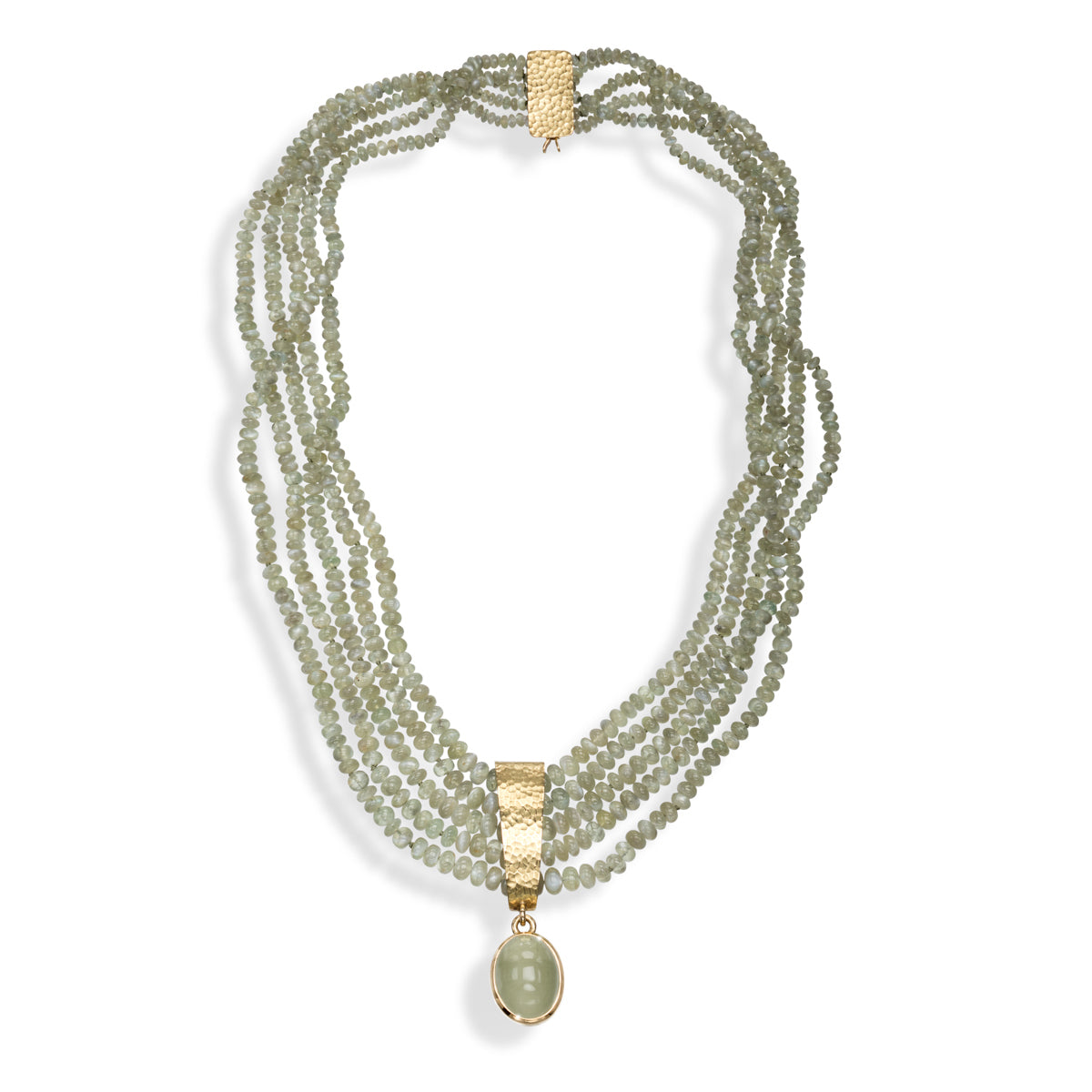 Hammered Gold Cat’S Eye Chrysoberyl  Necklace