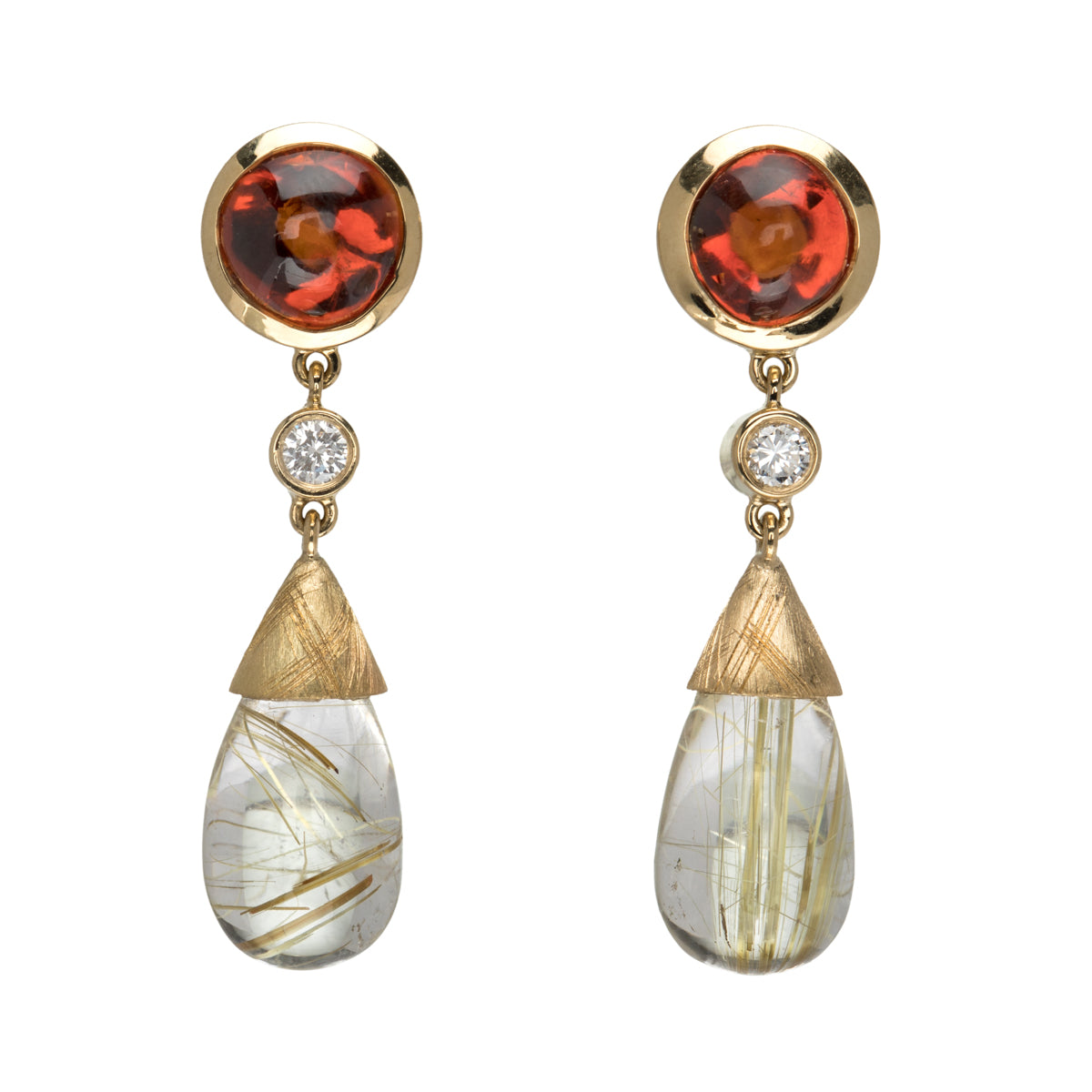 Citrine and Rutilated Quartz Earrings