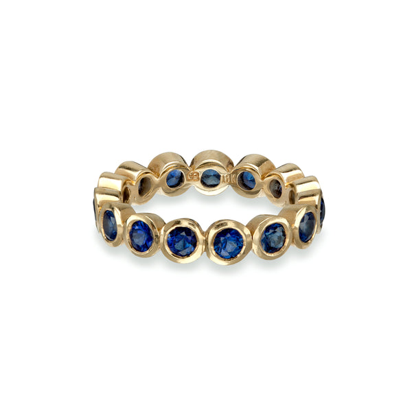 Blue Sapphire Large Bezel Eternity Ring