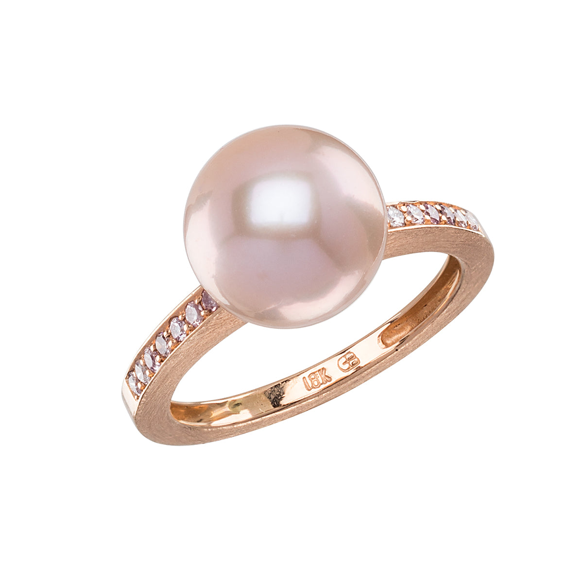 Narrow Freshwater Pearl and Diamond Ring