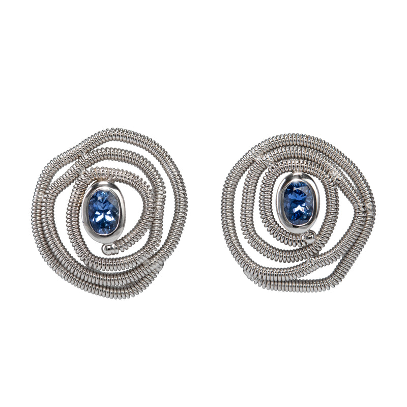 Sapphire Coil Rosette Earrings