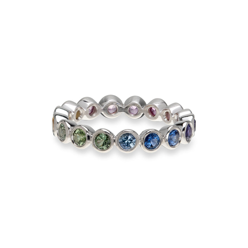 Rainbow Sapphire Medium Bezel Eternity Ring