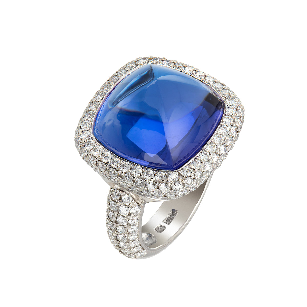 Sugar Loaf Tanzanite and Diamond Ring