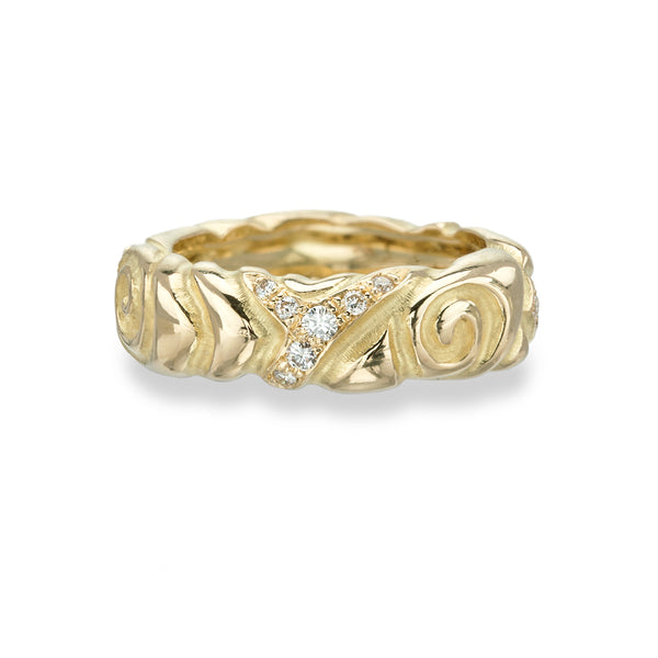 Medium Carved Diamond Ring