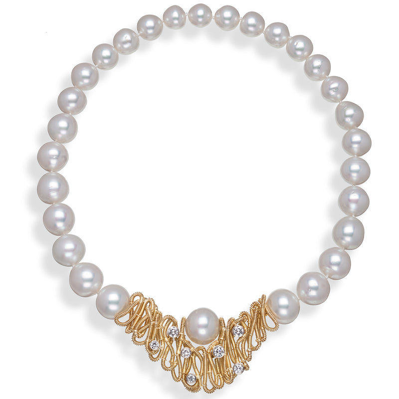 Coil Diamond and South Sea Pearl Necklace