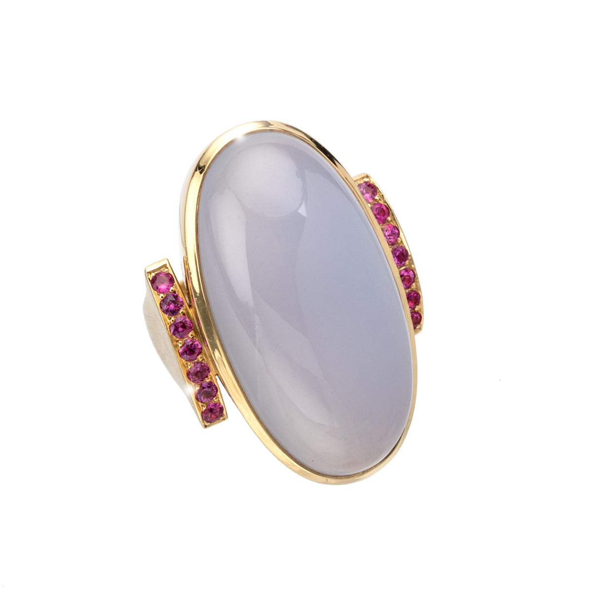 Chalcedony and Pink Sapphire Ring