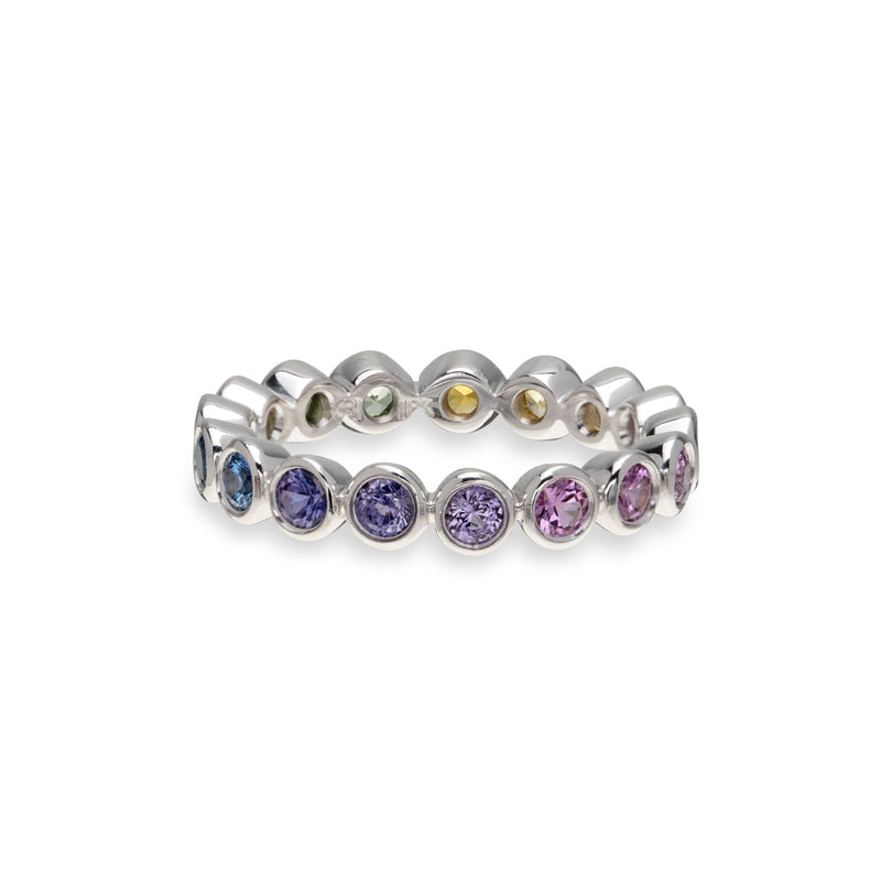 Rainbow Sapphire Medium Bezel Eternity Ring