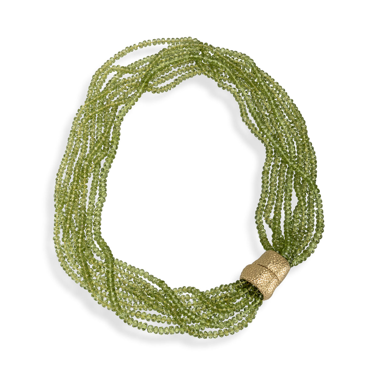 Peridot Necklace with Hammered Clasp