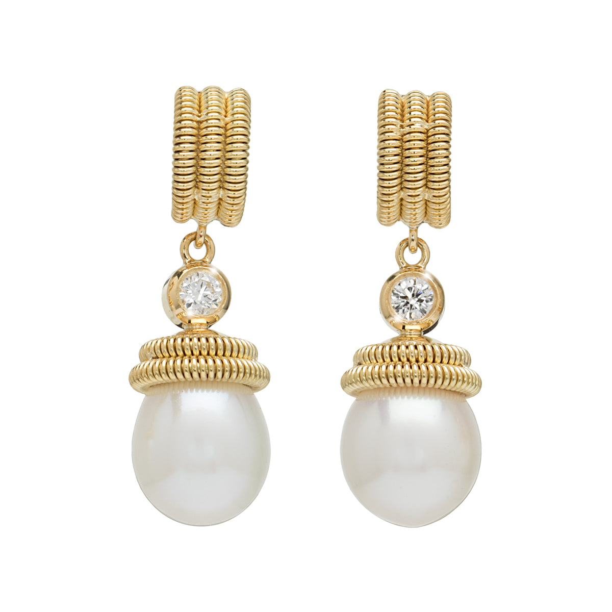 Boucles d’oreilles Serpentine en Perles et Diamants